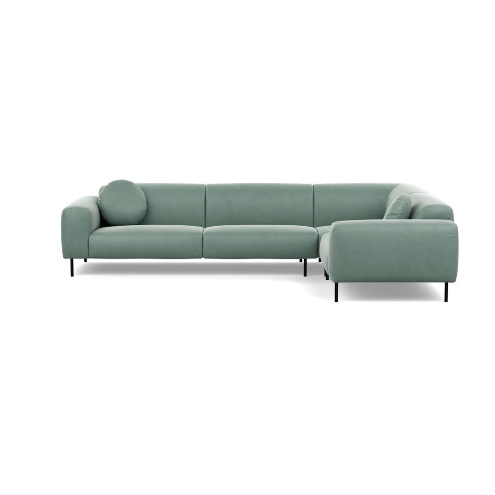Heal's Luna Medium Right Hand Facing Corner Sofa Marylebone Velvet Mint Black
