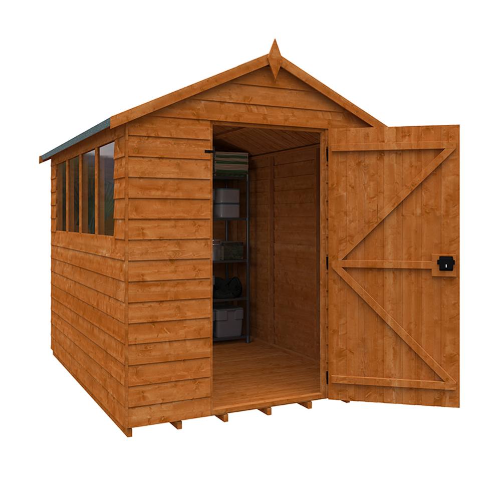 Buttercup Farm 8 x 6 Feet Budget Apex 9mm Shed - Solid Wood/Softwood/Pine in Burnt Orange 2