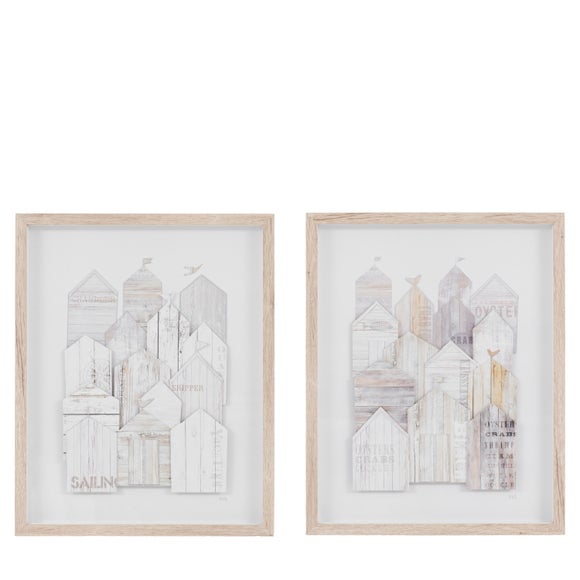 Cedar and Sage Set of 2 Beach Hut Portrait Framed Prints 4