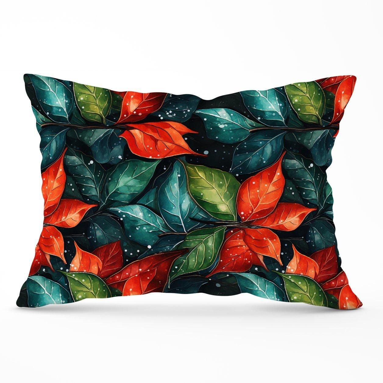 Warren Reed - Designer Christmas Watercolour Holly Leaf Cushions in Red