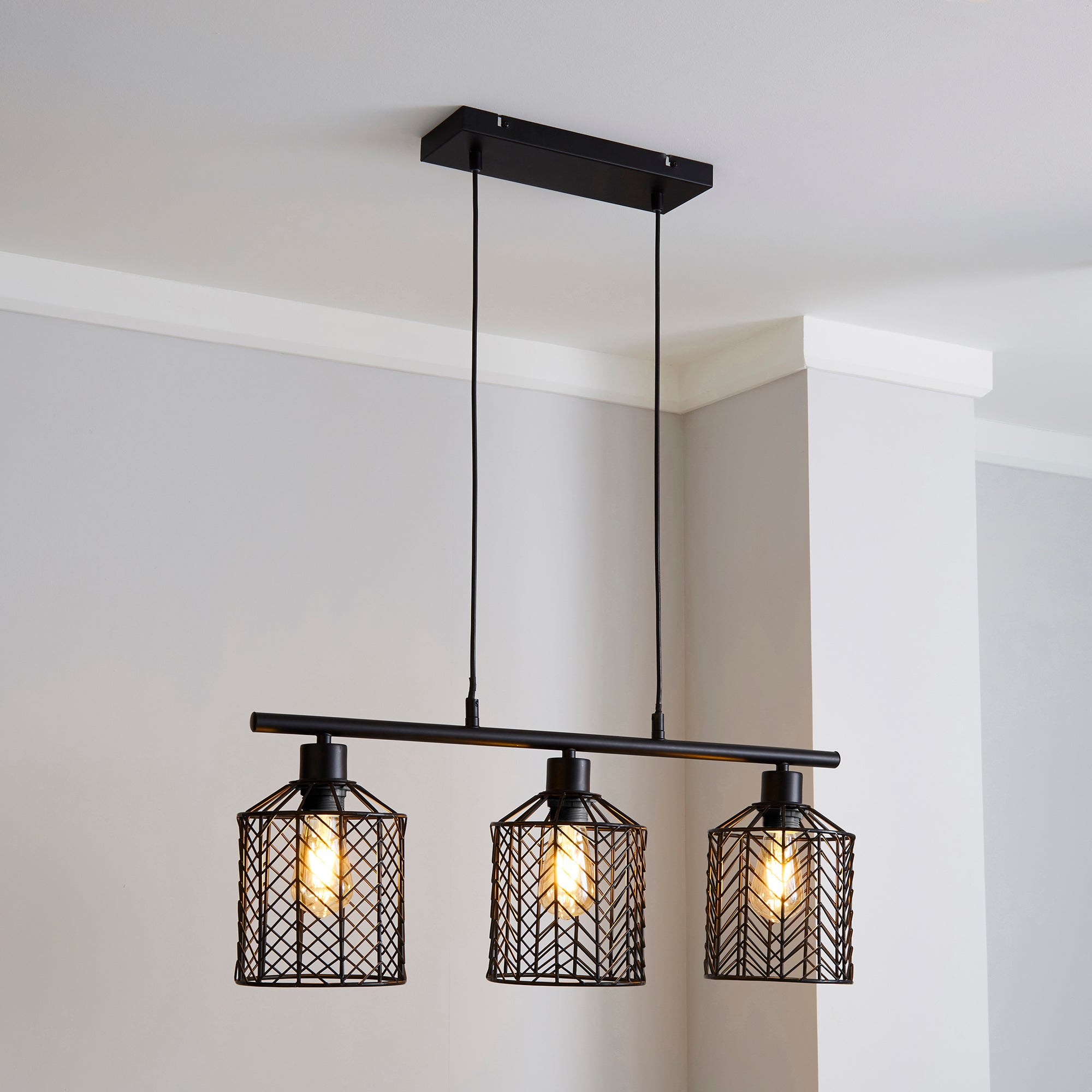 Siena 3 Light Diner Ceiling Fitting Black