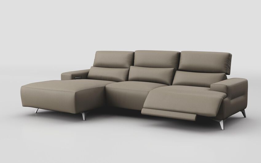 Poggio 3 Seater Power Recliner Left Hand Facing Sliding Chaise with Power Head Tilt