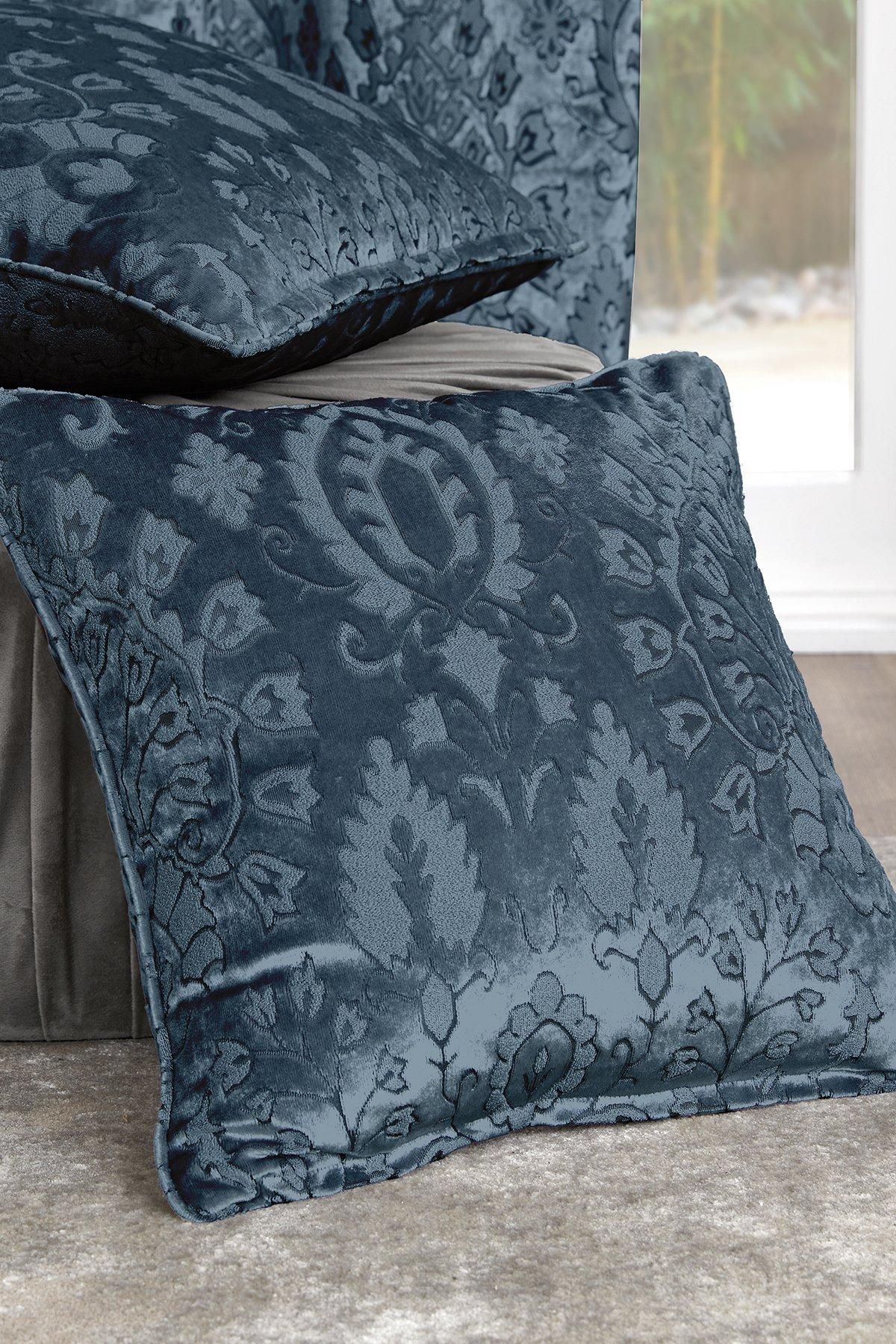 Curtina 'Trinity' Jacquard Filled Cushion in Blue