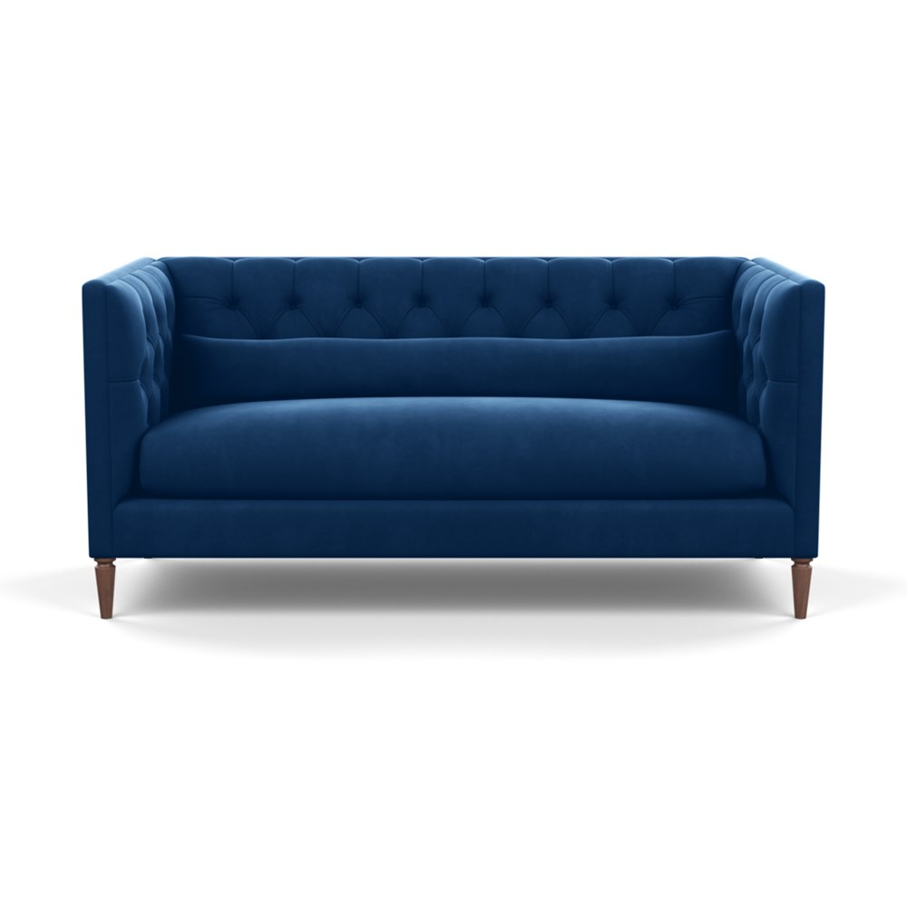 Heal's Balmoral 3 Seater Sofa Velvet Petrol Walnut Feet