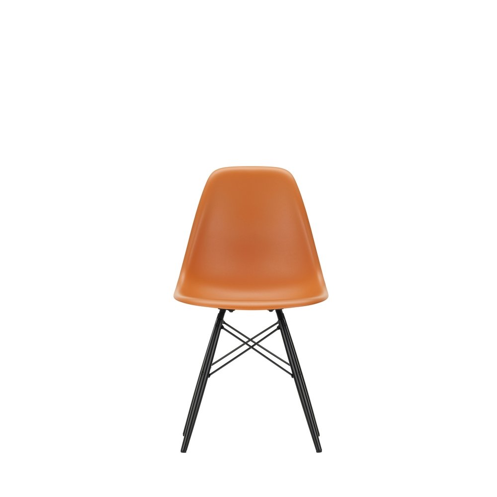 Vitra Eames DSW Side Chair New Height Rusty Orange Black Maple Base