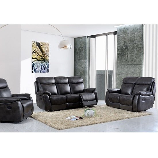 Canton Recliner Sofa Suite In Grey Faux Leather