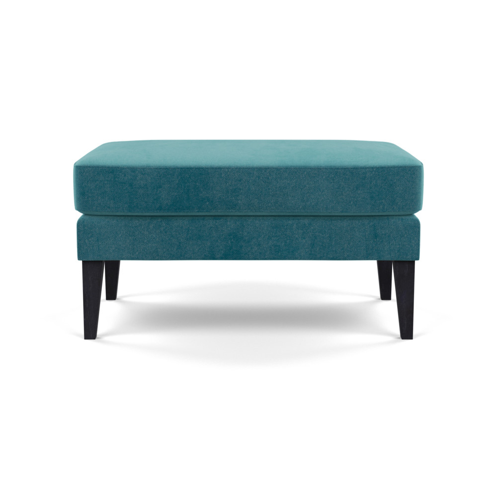 Heal's Richmond Ottoman Smart Luxe Velvet Airforce Blue Black Feet