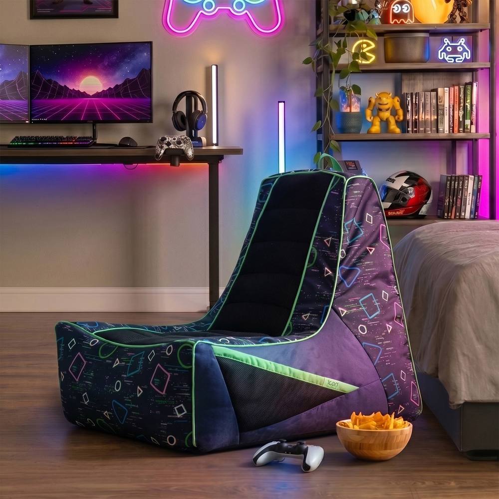 icon Meta Gaming Childrens Bean Bag Recliner in Blue