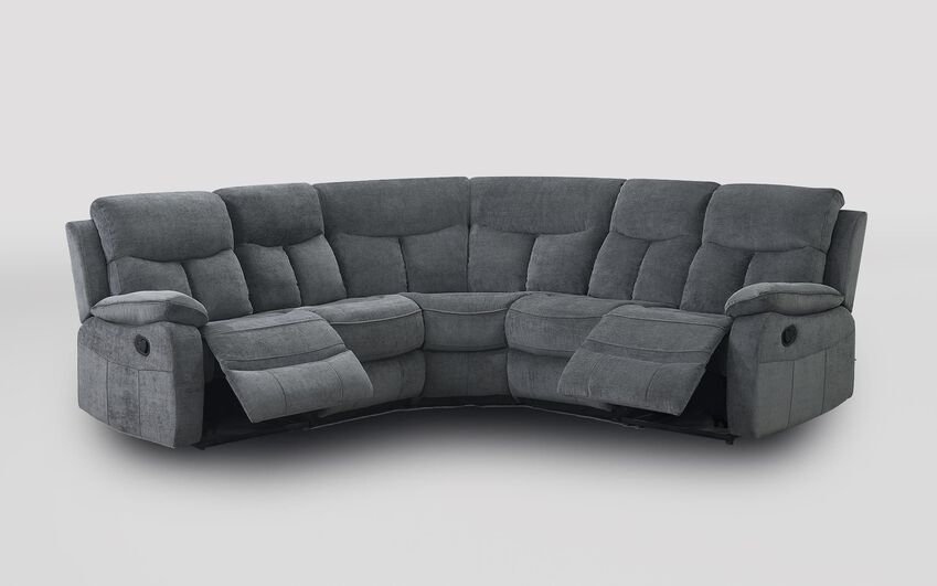 ScS Living Grey Tobias Fabric 2 Corner 2 Manual Recliner Sofa