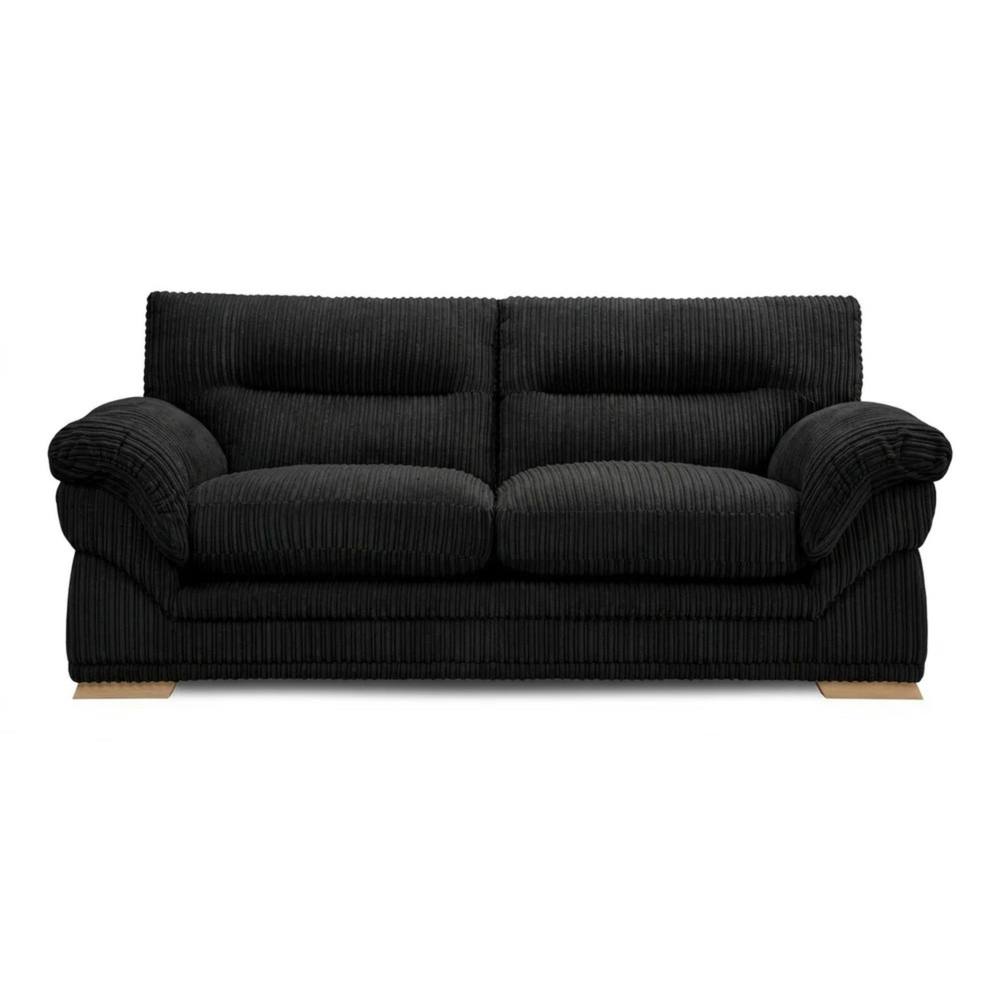 Bliss Furniture Amalfi 3 Seater Claude Sofa Modern Plush Fabric in Black