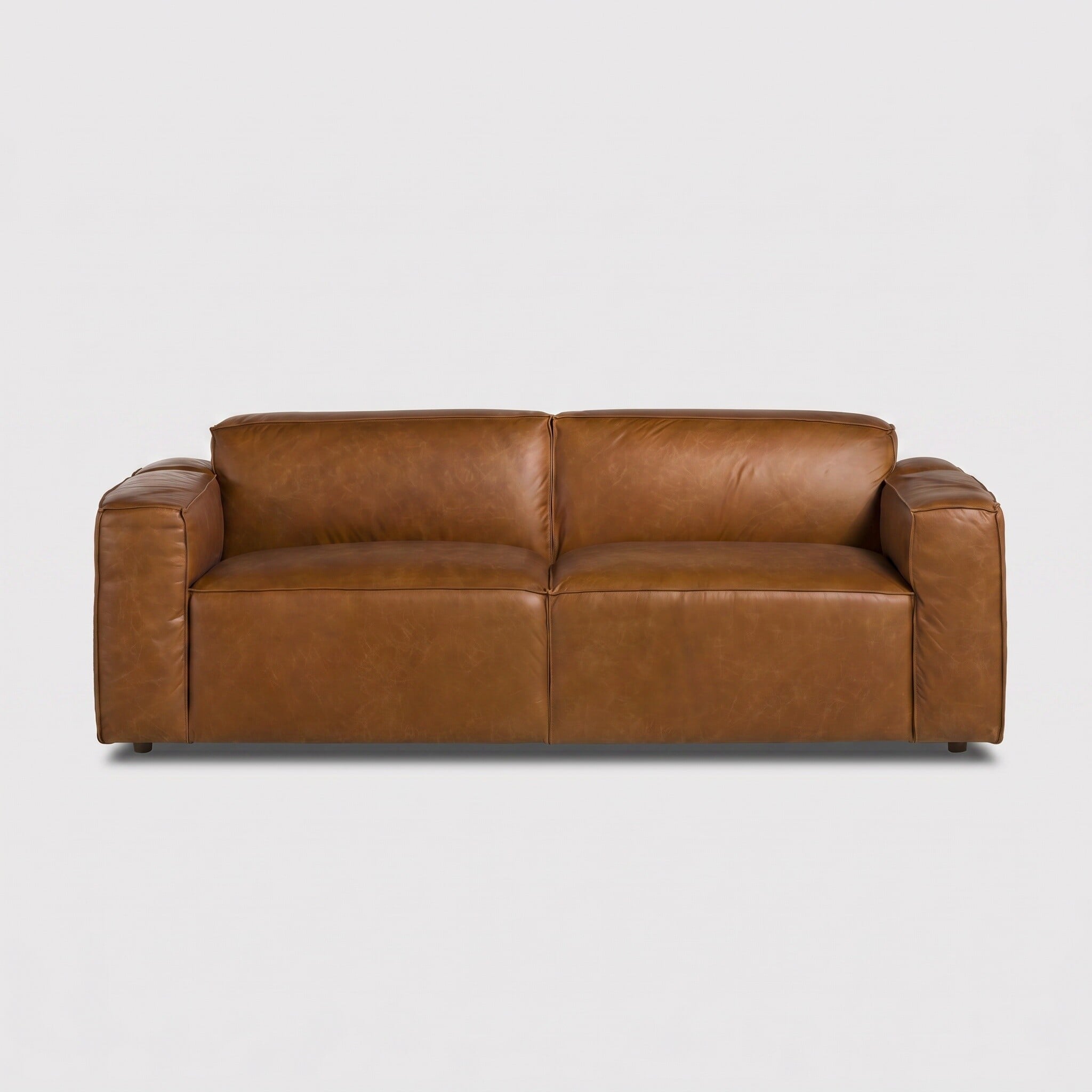 Horne 2 Seater Sofa Brown+Dusty Oak Leather | Barker & Stonehouse