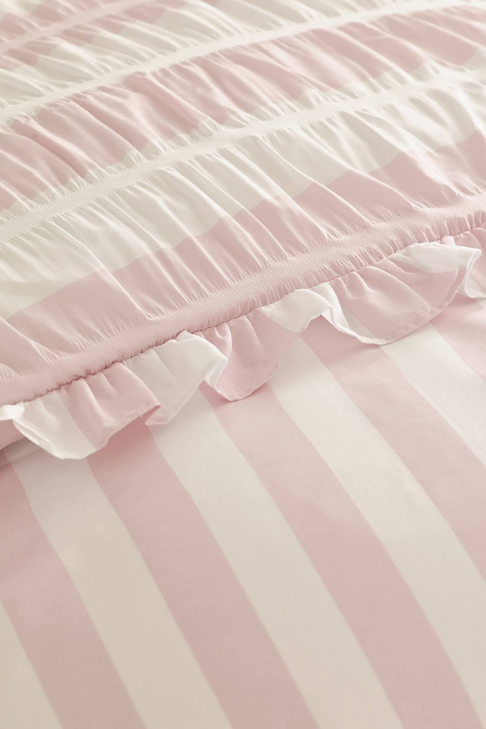 Catherine Lansfield 'Seersucker Frill Stripe' Duvet Cover Set in Pink 4