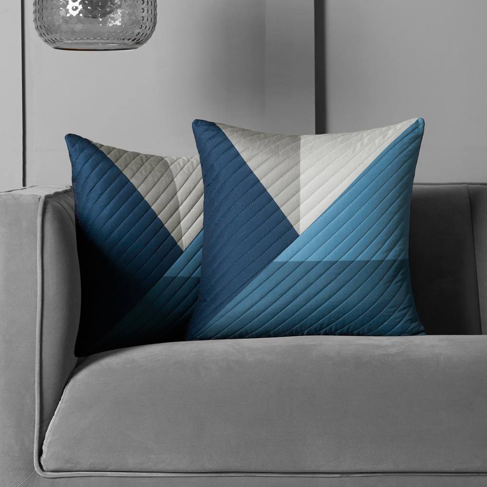 OHS 2 Pack Geometric Pinsonic Cushion Covers - 45 x 45cm in Dark Navy