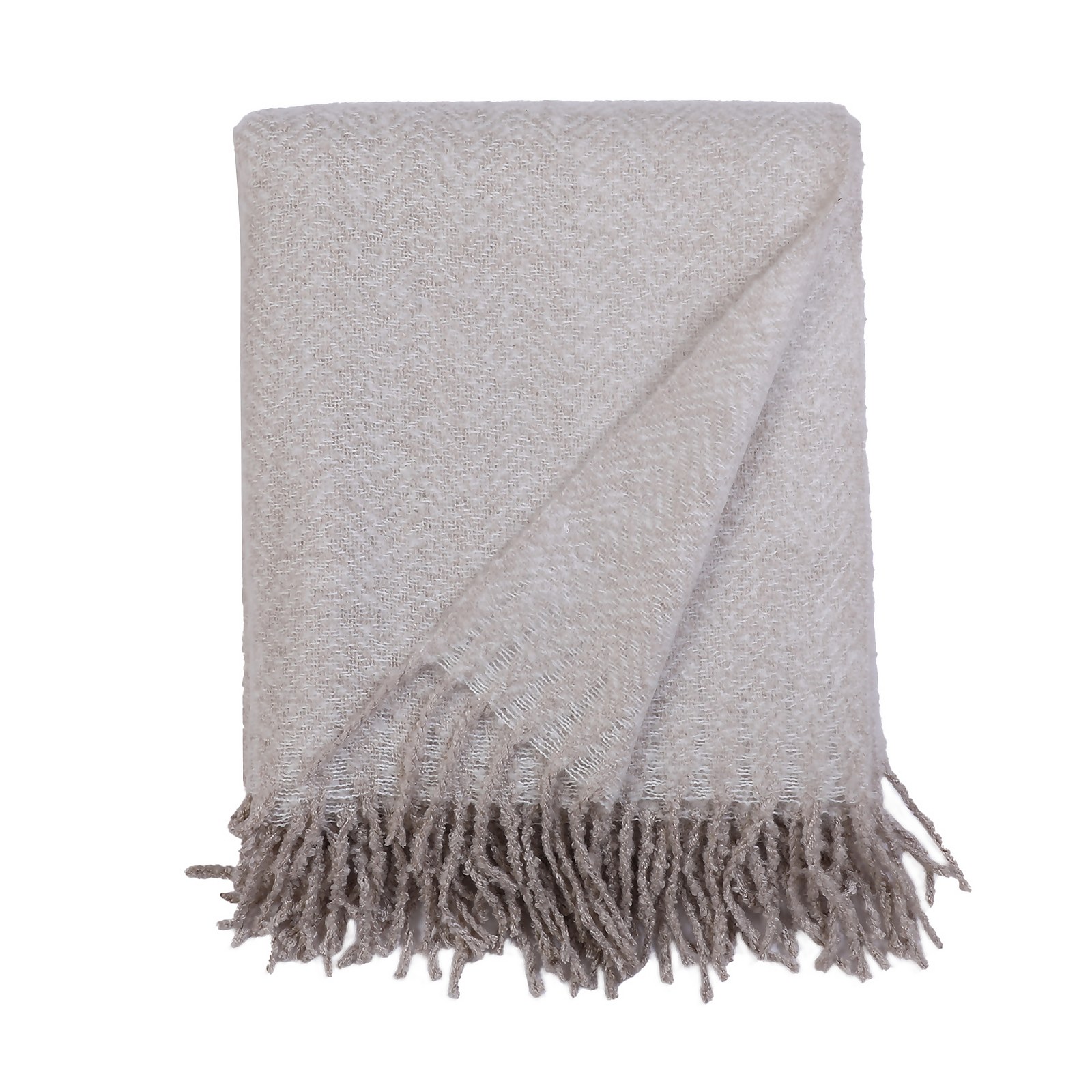 Country Living Herringbone Throw - Latte - 150x183cm
