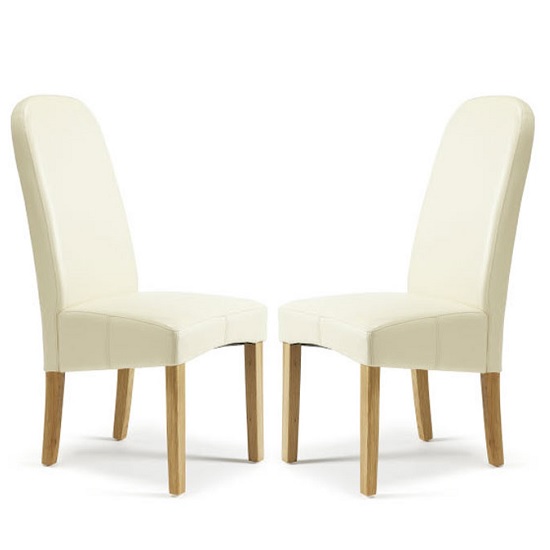 Jennifer Dining Chair In Cream Faux Leather in A Pair