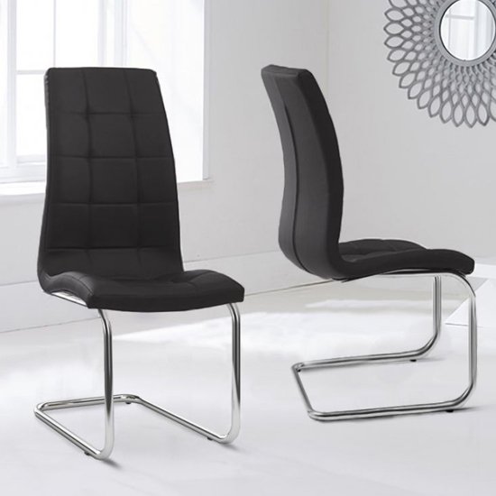 Liesma PP Black Dining Chairs With Hoop Leg In Pair
