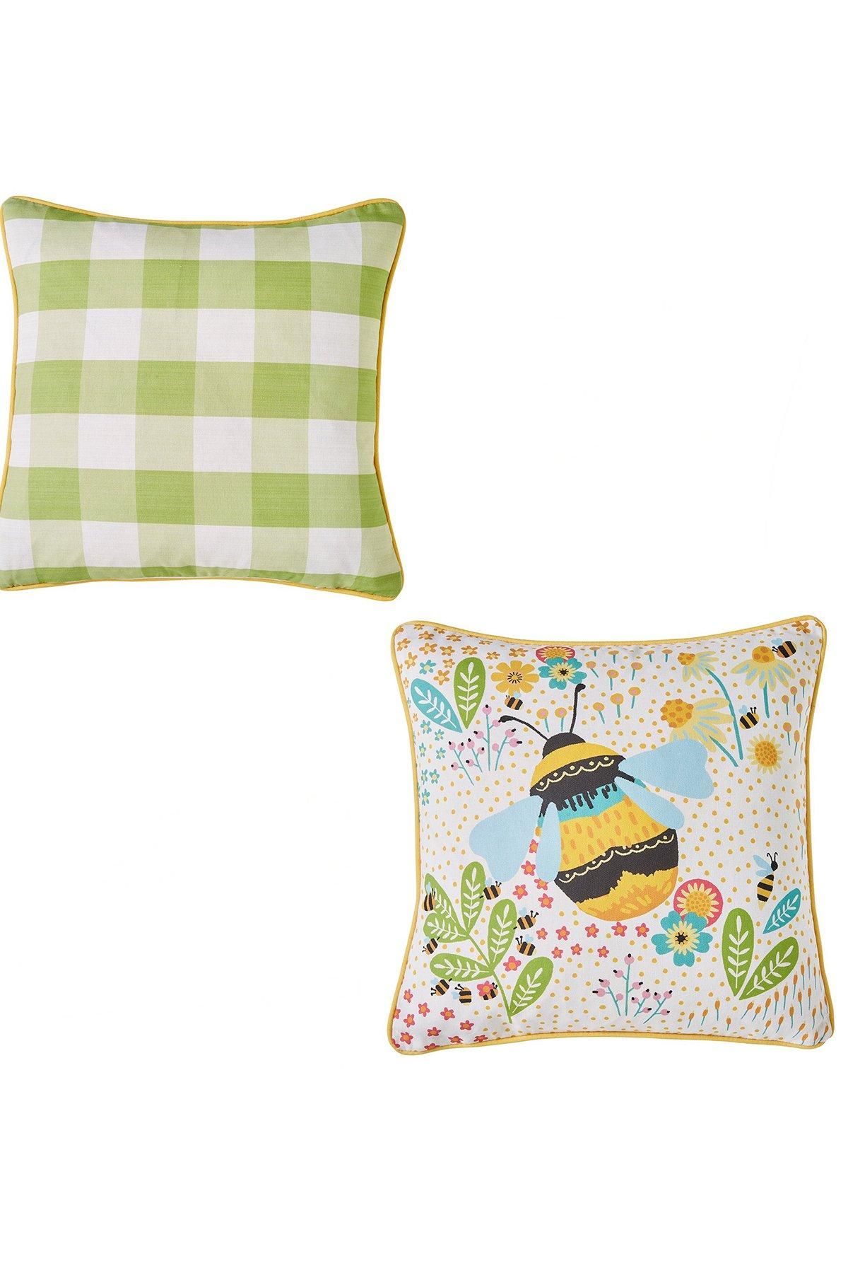 Fusion 'Buzzy Bee' Outdoor Water & UV Resistant Garden Filled Bench Cushion in Yellow 4