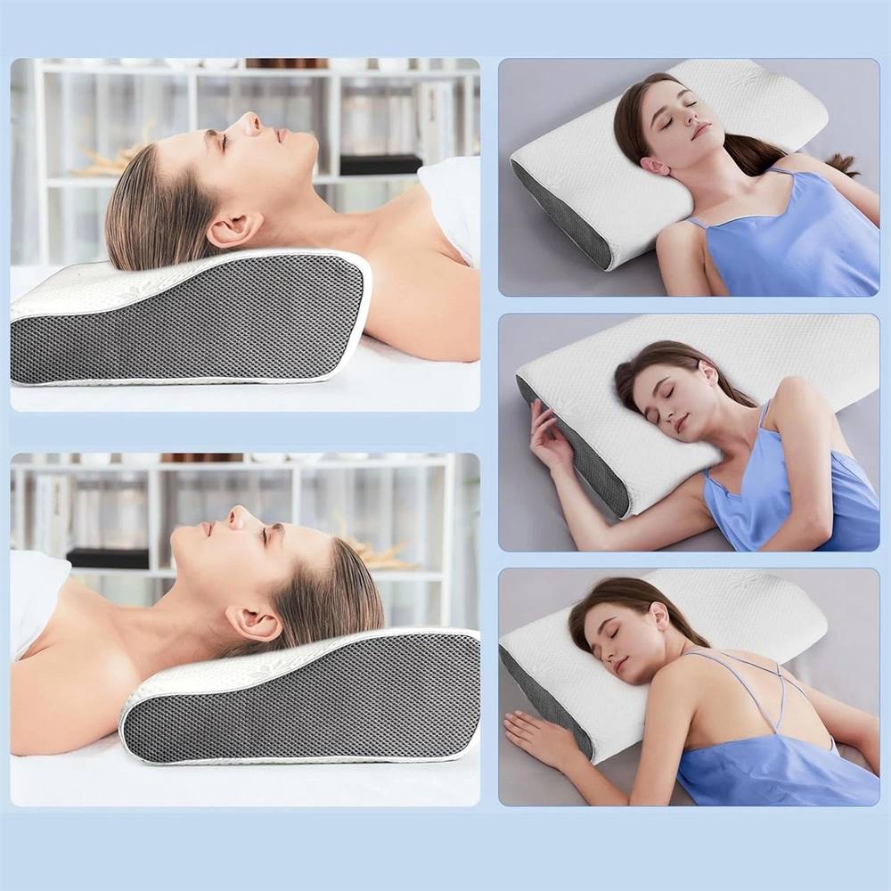 Nordara Butterfly Memory Foam Neck Pillow Slow Rebound Side Sleeper Support in White