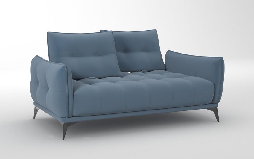 Blue Fabric Ostellato 2 Seater Sofa with Adjustable Back Rest