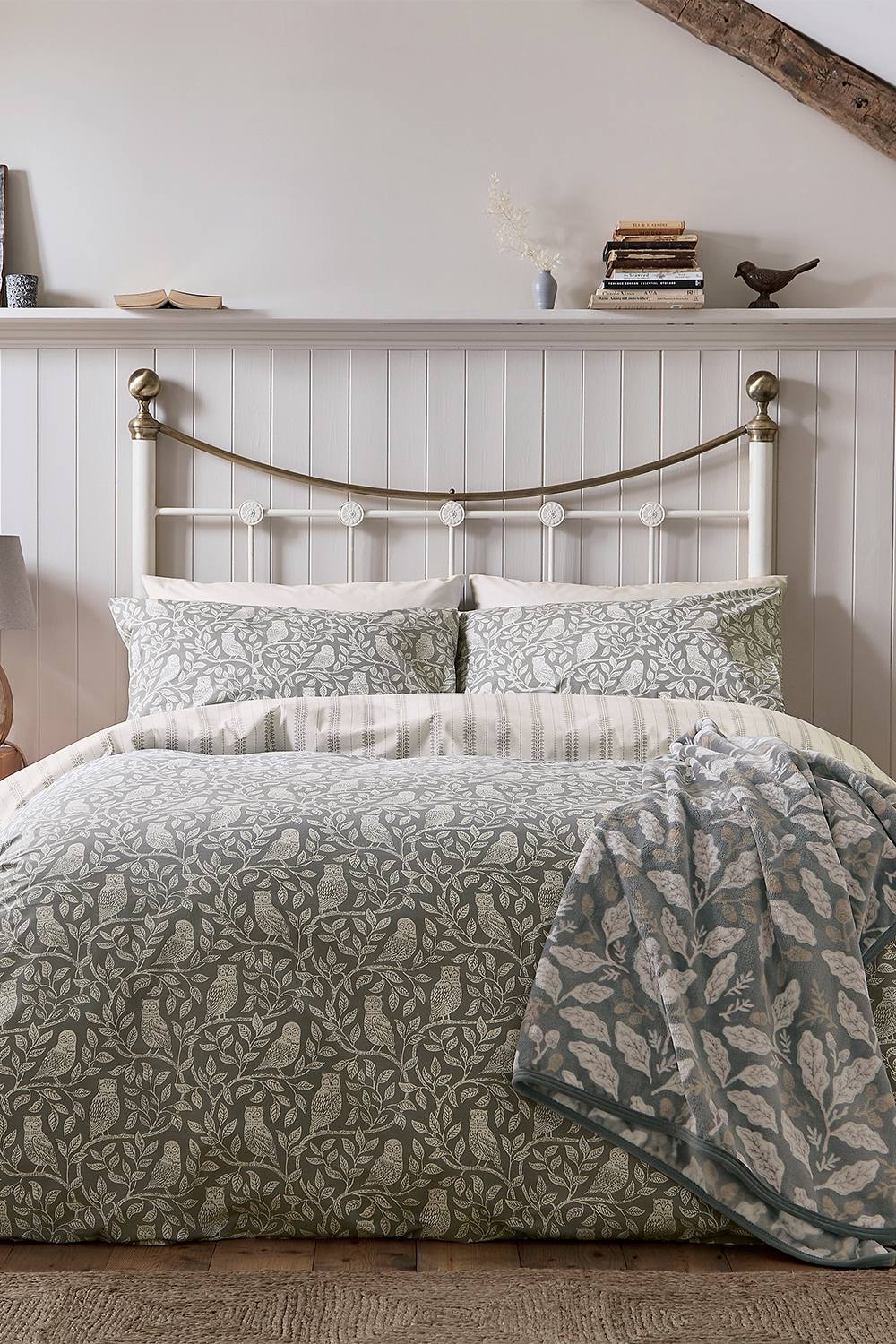 Helena Springfield 'Owls' Cotton Duvet Cover Set in Silver