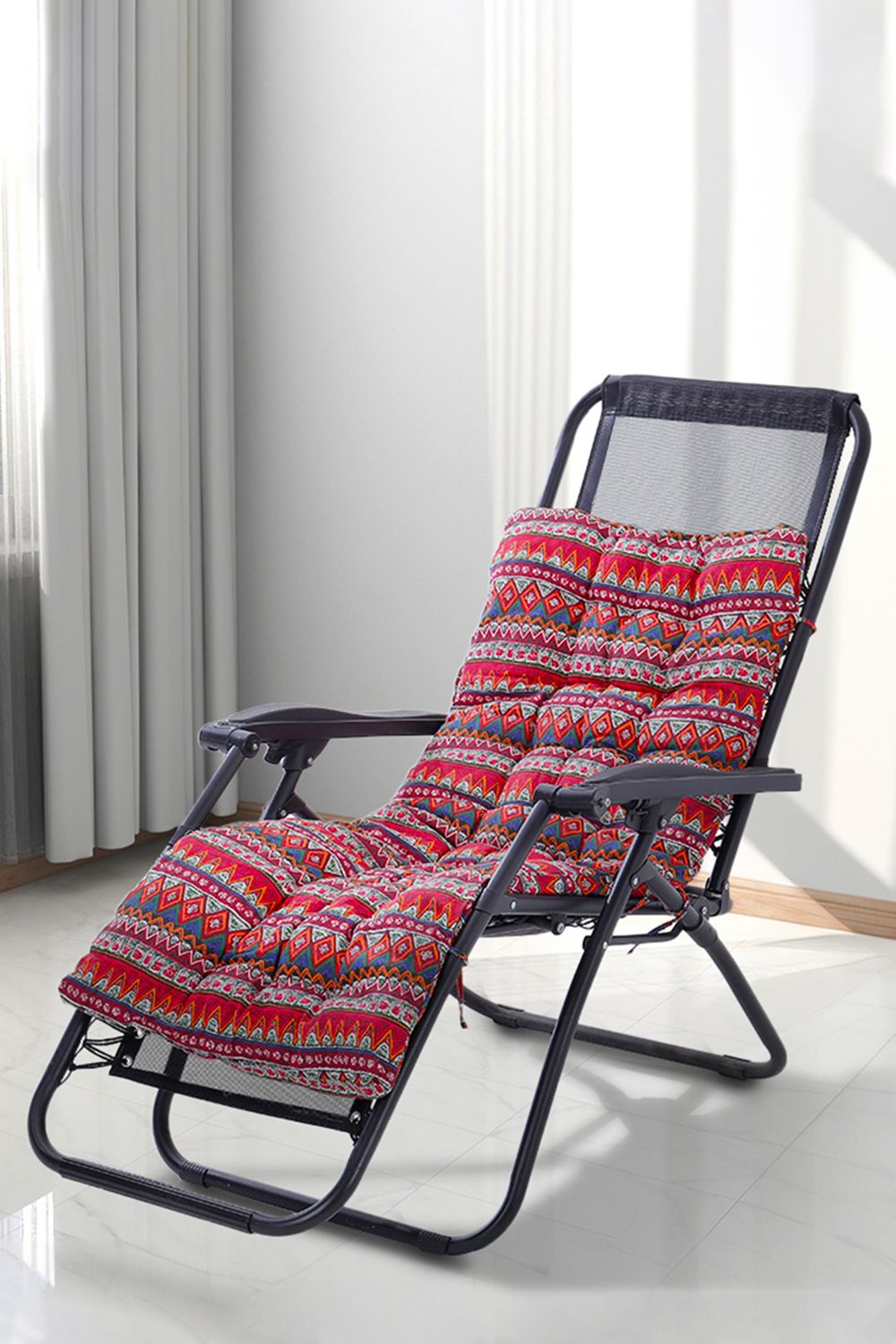 Living and Home 170cm L x 48cm W Ethnic Print Tufted Lounge Cushion in Red