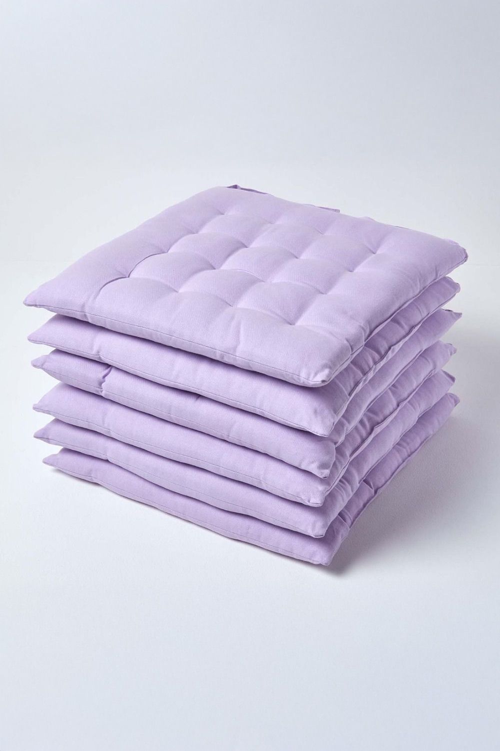 Homescapes 6 Pack Seat Pads Luxury 100% Cotton Indoor Outdoor Garden Cushion, 40cm in Mauve