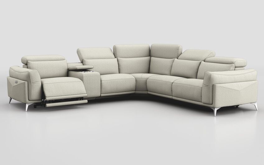 Gattolino 2 Corner 1 Power Recliner Sofa with Manual Head Tilt & Console
