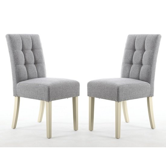 Catria Dining Chair Silver Grey And Cream legs In A Pair