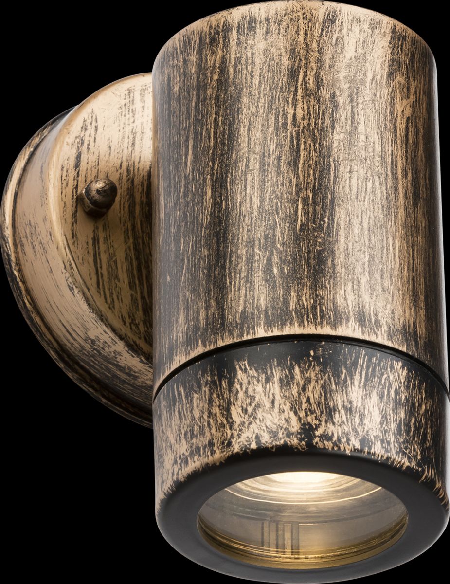 Netlighting Knightsbridge EAMON 230V IP54 GU10 Polycarbonate Single Wall light Brushed Brass EA1BB in Yellow