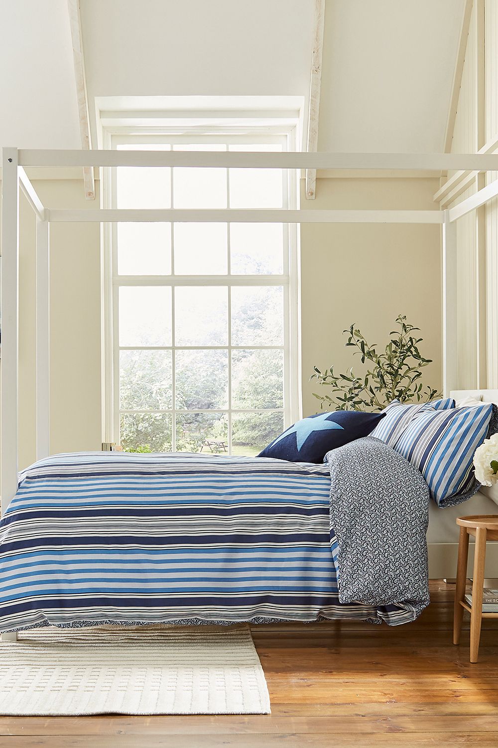 Helena Springfield 'Beach House Stripe' Cotton Duvet Cover Set in Blue