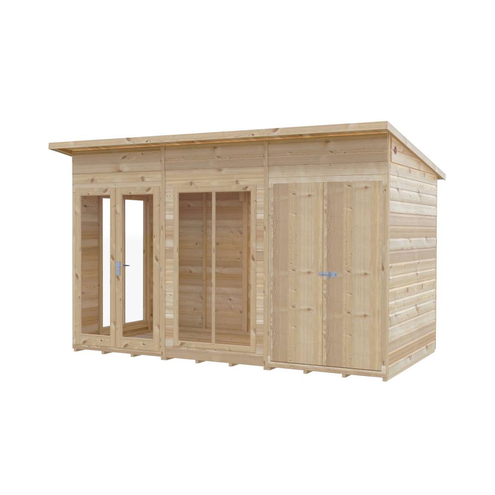 Shires Lela 12x6 Summerhouse including Storage - L185.8 x W357 x H228.4 cm in Light Brown 4