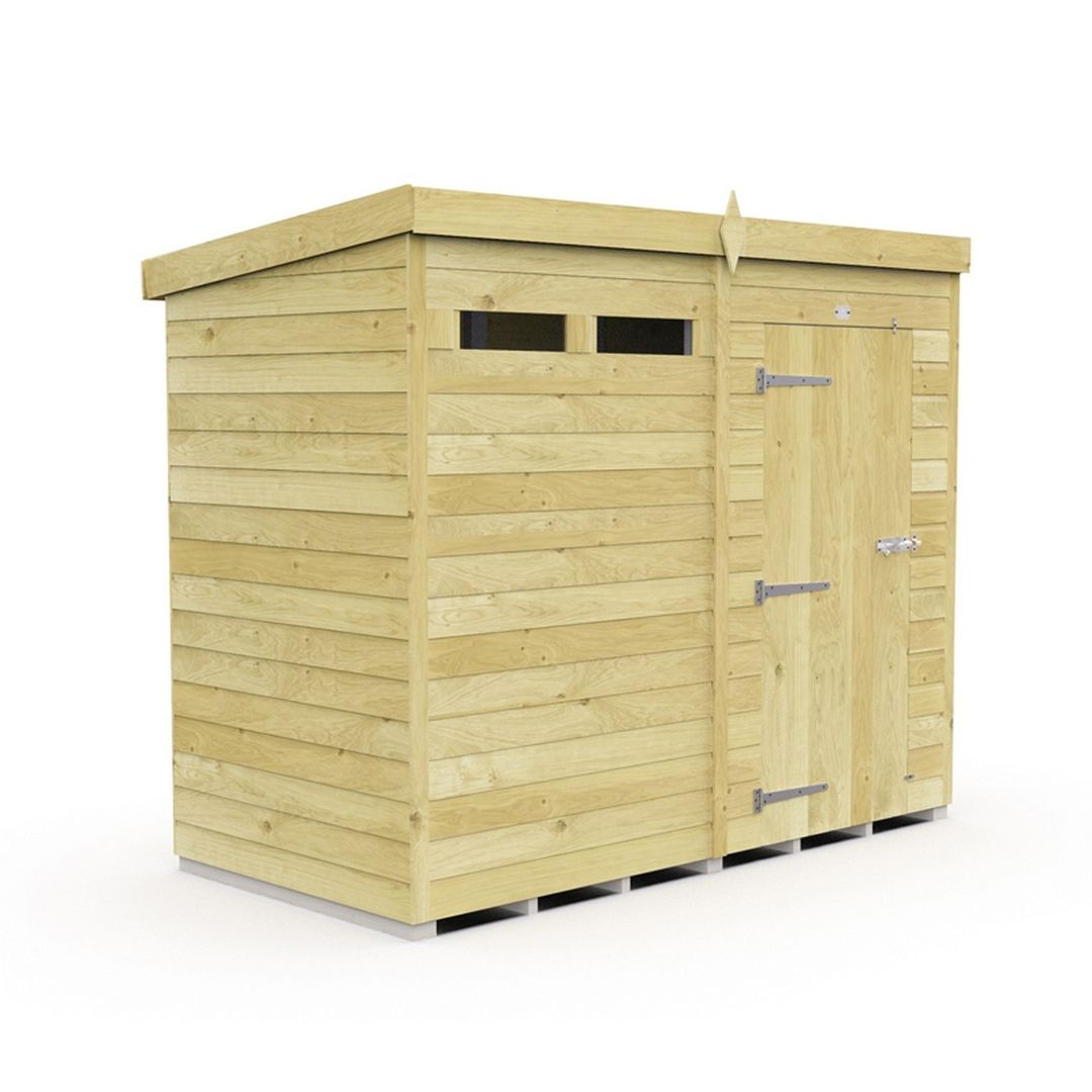 Buttercup Farm 8 x 4 Feet Pent Security Shed - Single Door - L118 x W243 x H201 cm in Brown
