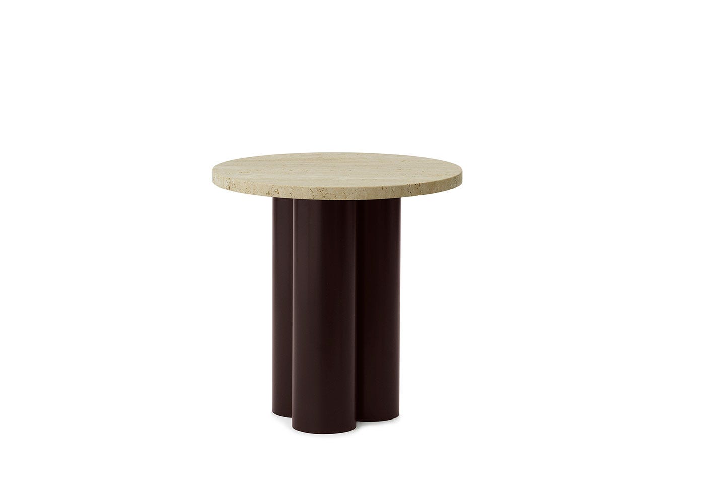 Normann Copenhagen Dit Side Table Brown Base Travertine Light Top