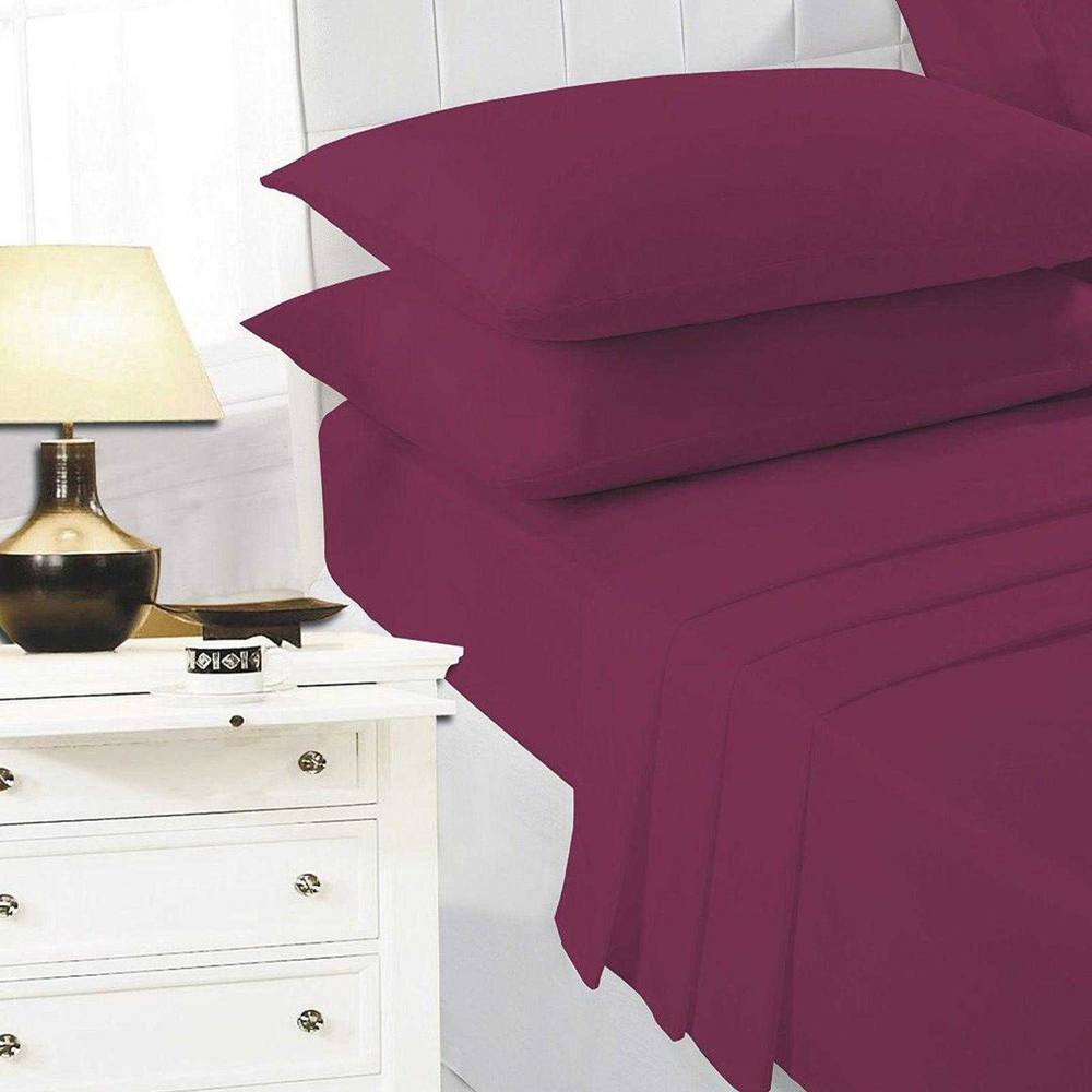 K Collection Percale Percale Fitted Sheet in Wine