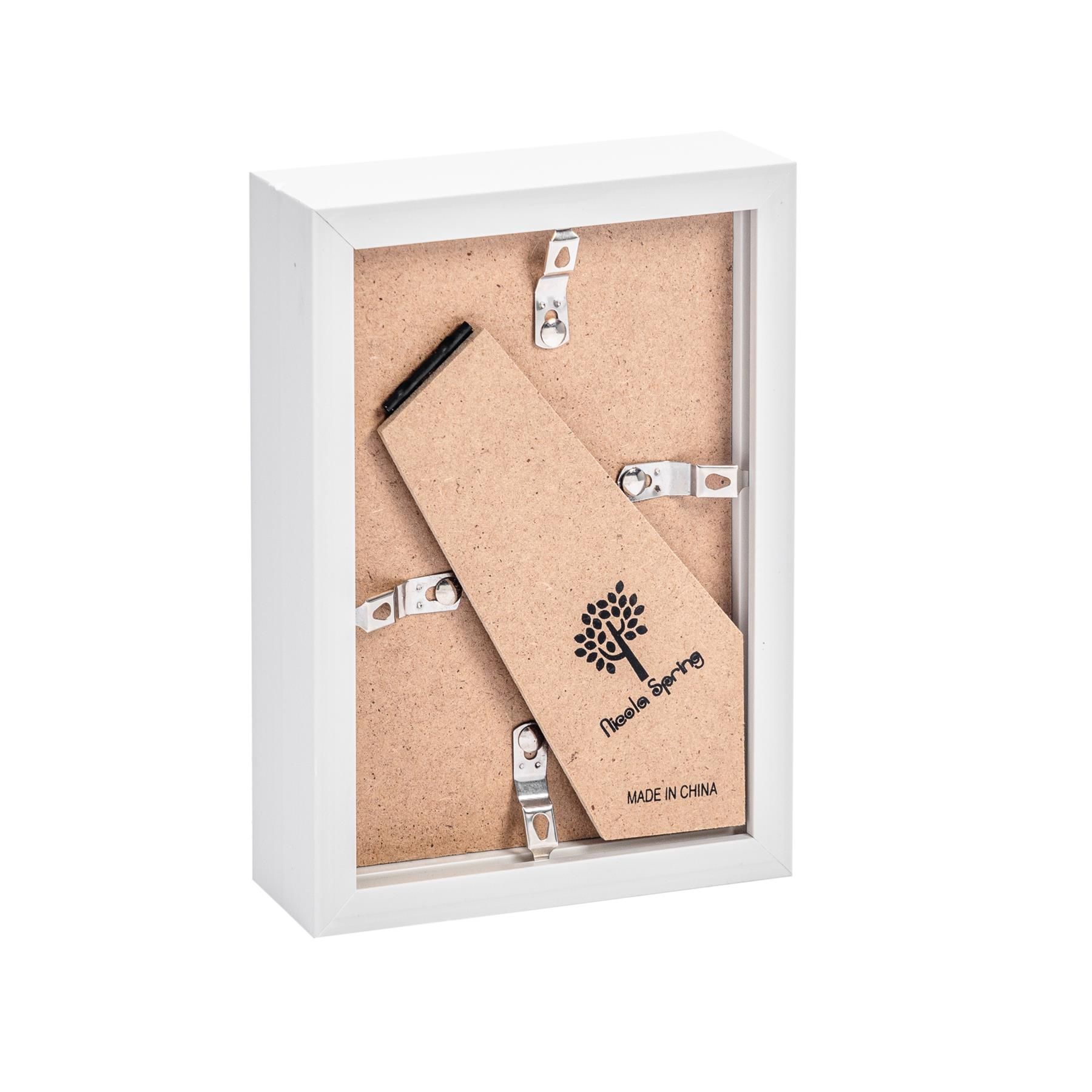 Nicola Spring 3D Box Photo Frames - 4" x 6" - White - Pack of 2 5