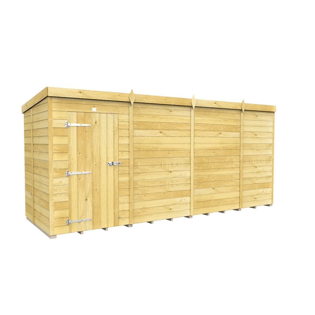 Buttercup Farm 15 x 5 Feet Pent Shed - Single Door W/O Window - L147 x W454 x H201 cm in Brown