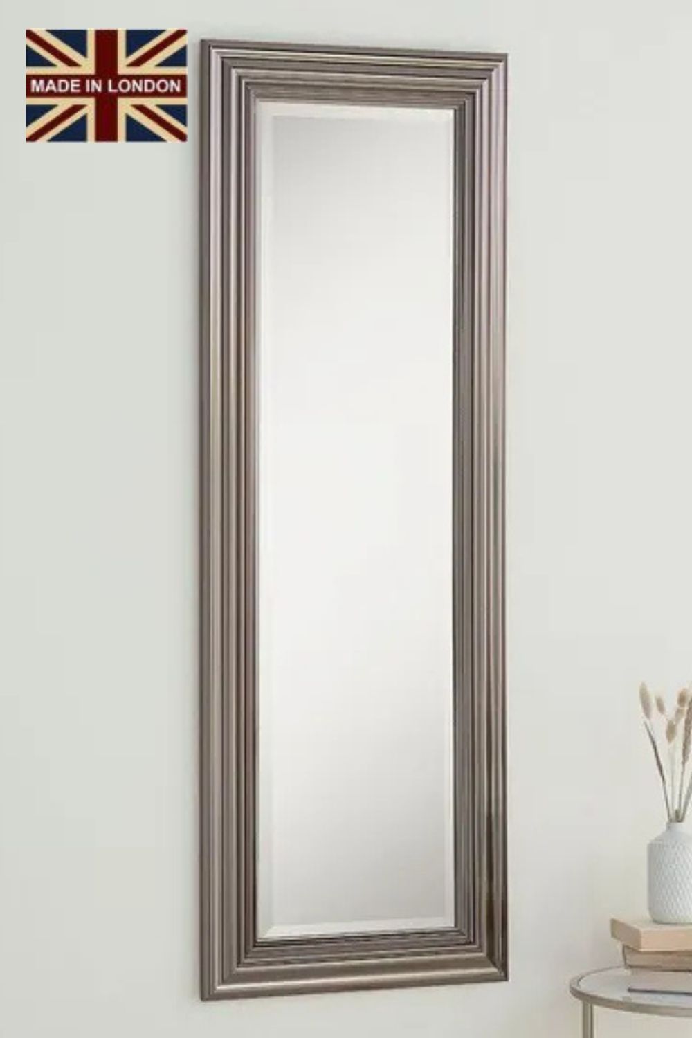 Yearn Mirrors Yearn Dark Chrome Wall Mirror 128.5x45cm in Metallics