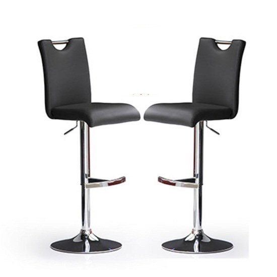 Bardo Bar Stools In Black Faux Leather in A Pair