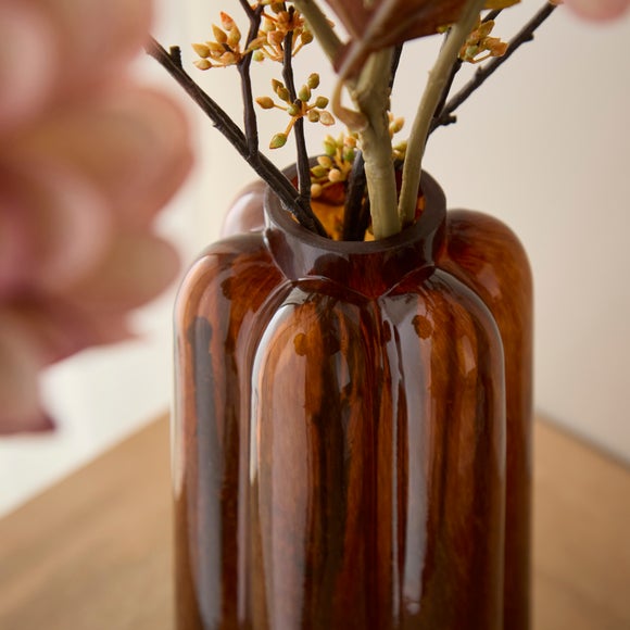 Fluted Amber Glass Vase 2