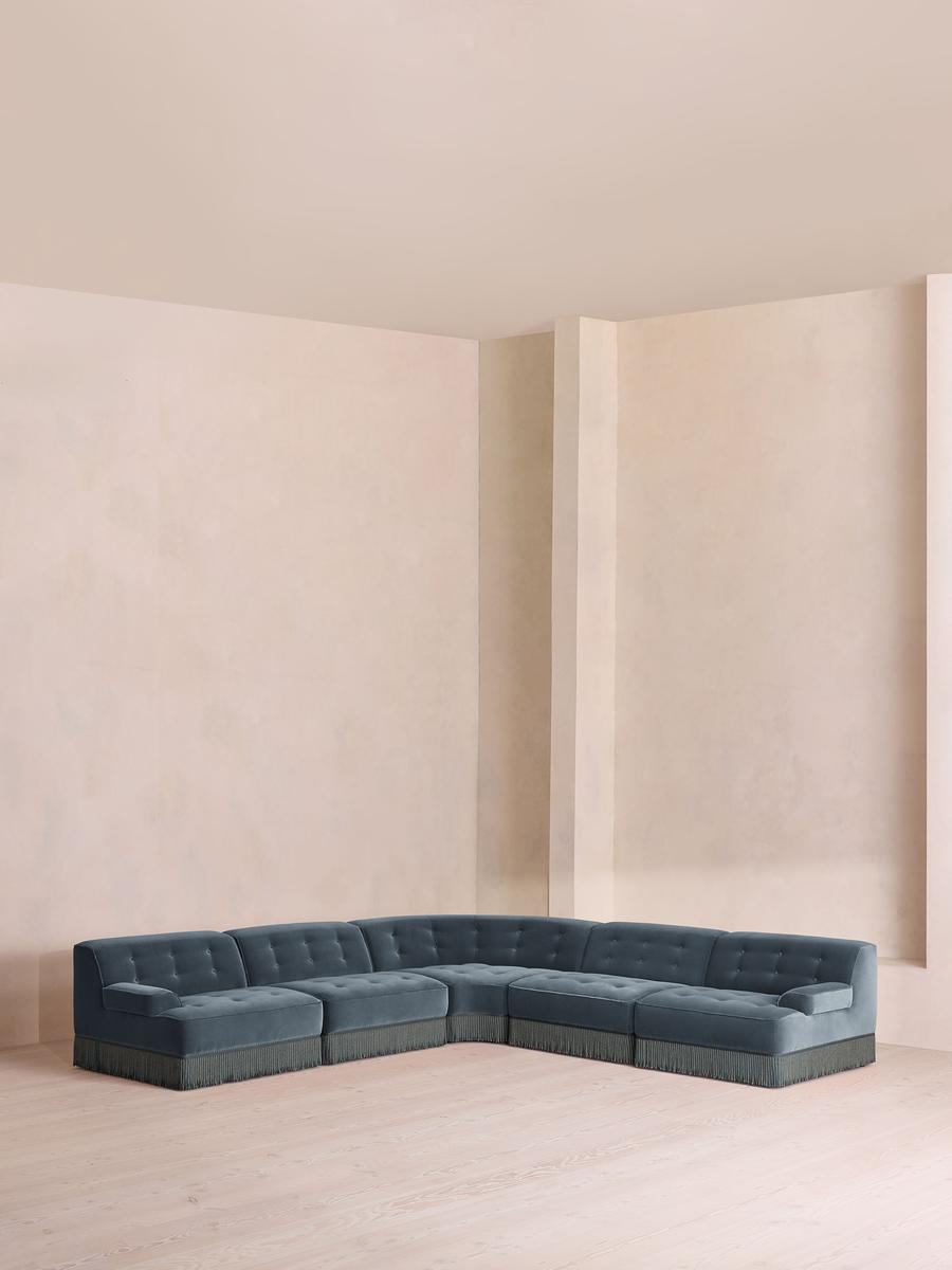 Elowen Modular Sofa, Corner Sofa, Velvet, Grey Blue