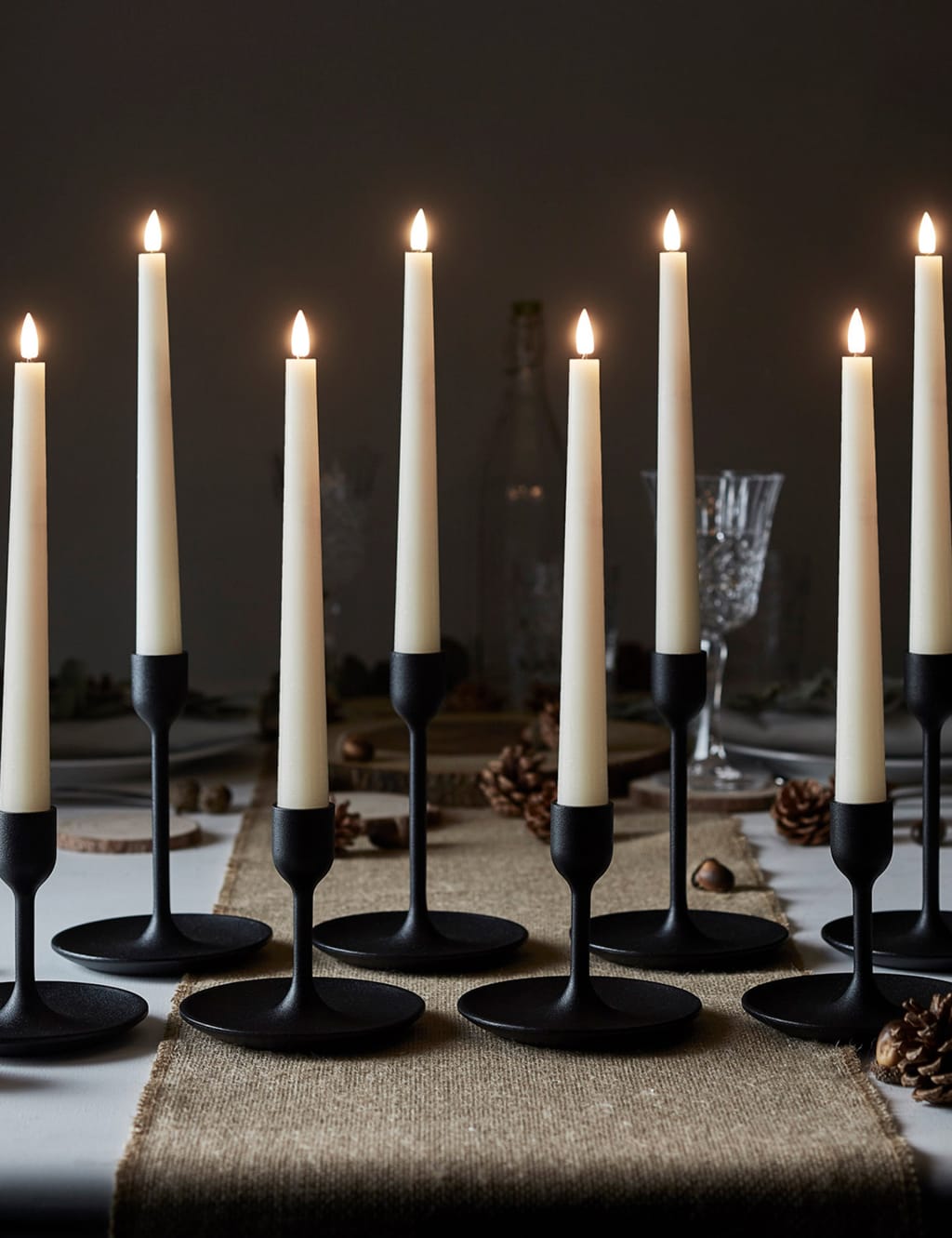 Lights4fun Set of 8 TruGlow® Taper LED Candles Ivory