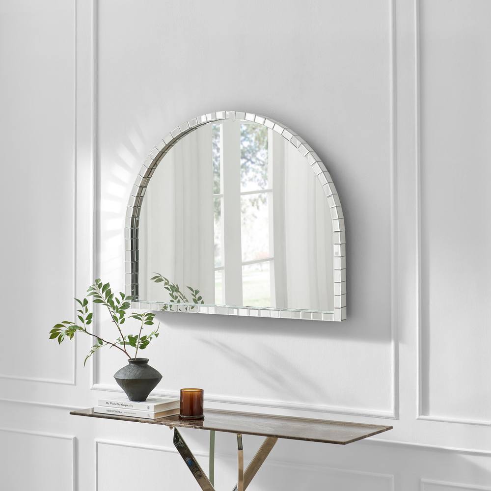 FurnitureboxUK Disco Large Glam Overmantel Arch Wall Mirror in Clear