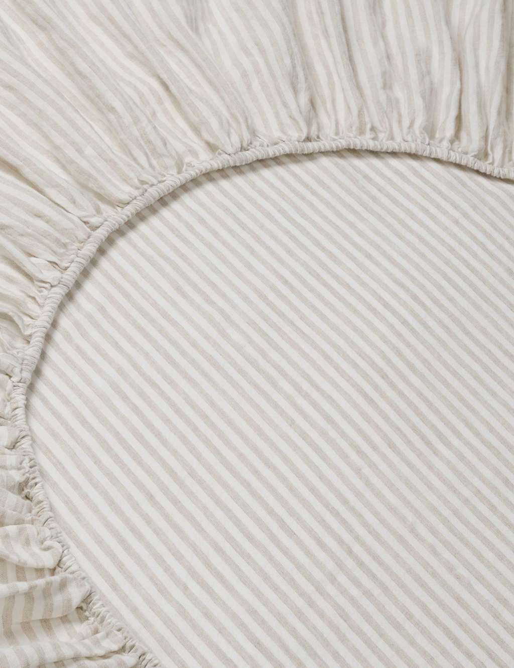 Piglet In Bed Linen Rich Striped Fitted Sheet Oatmeal Mix