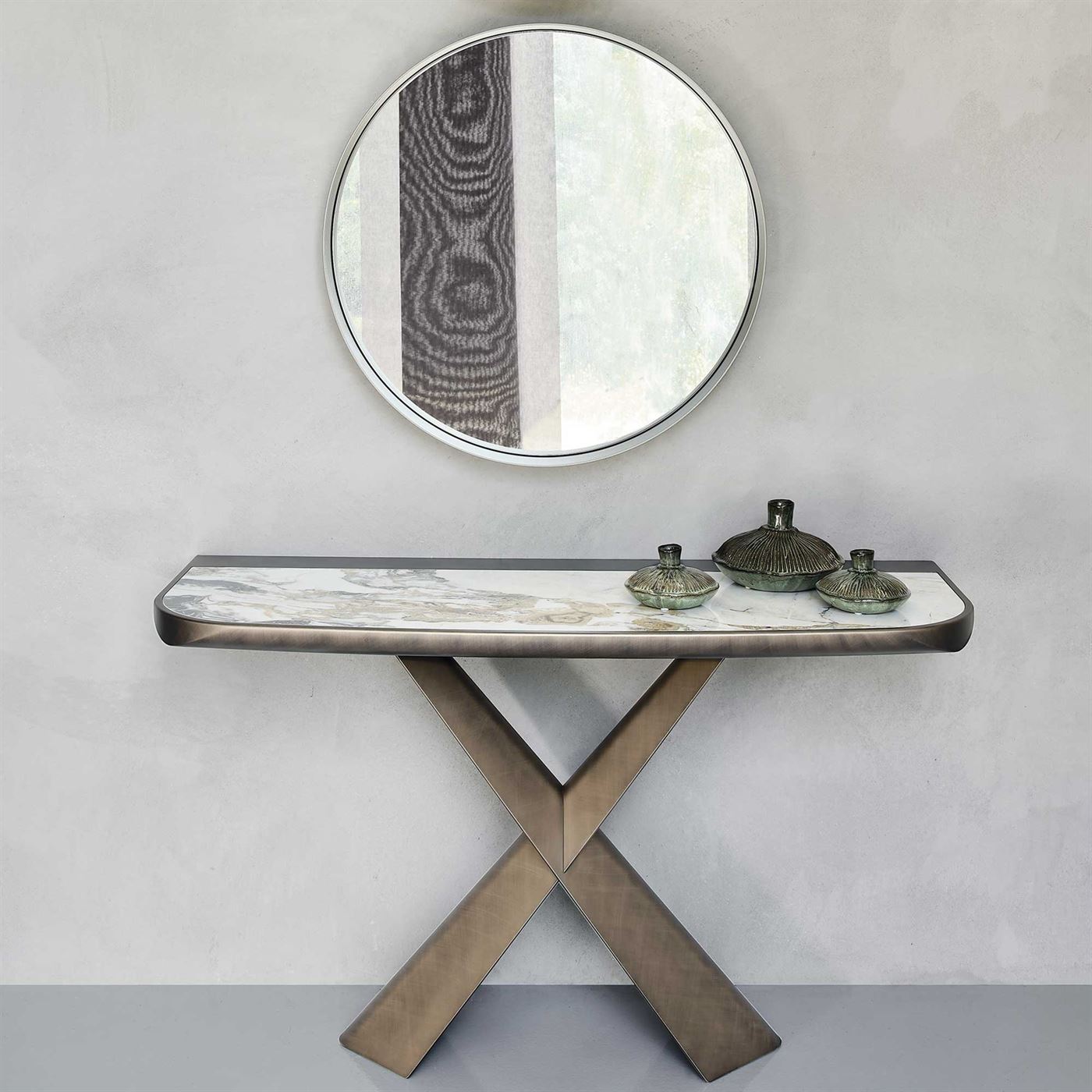 Cattelan Terminal Keramik Console Table, Brushed Bronze