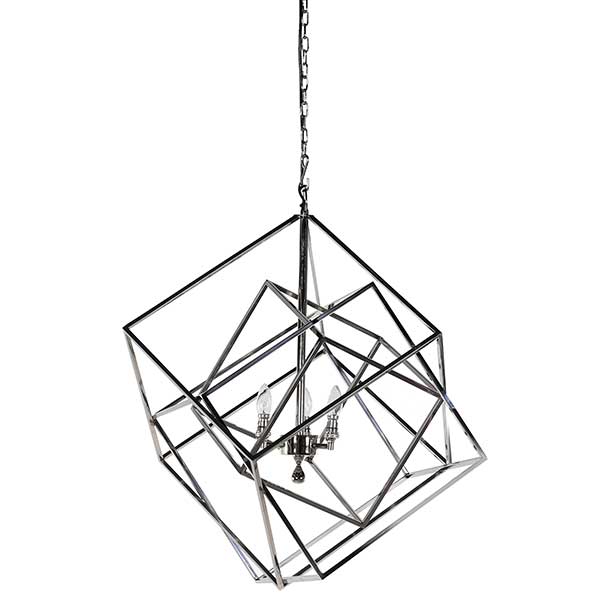 Geometric Box Pendant  Shiny Metallic Finish