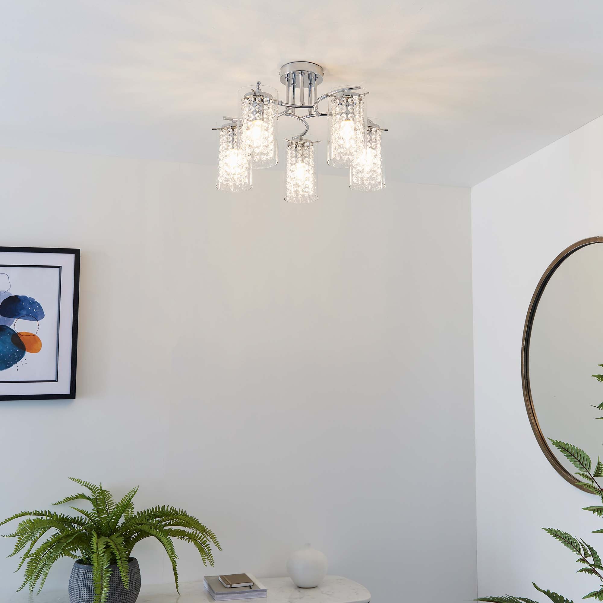 Vogue Kerr 5 Light Semi Flush Ceiling Fitting Chrome