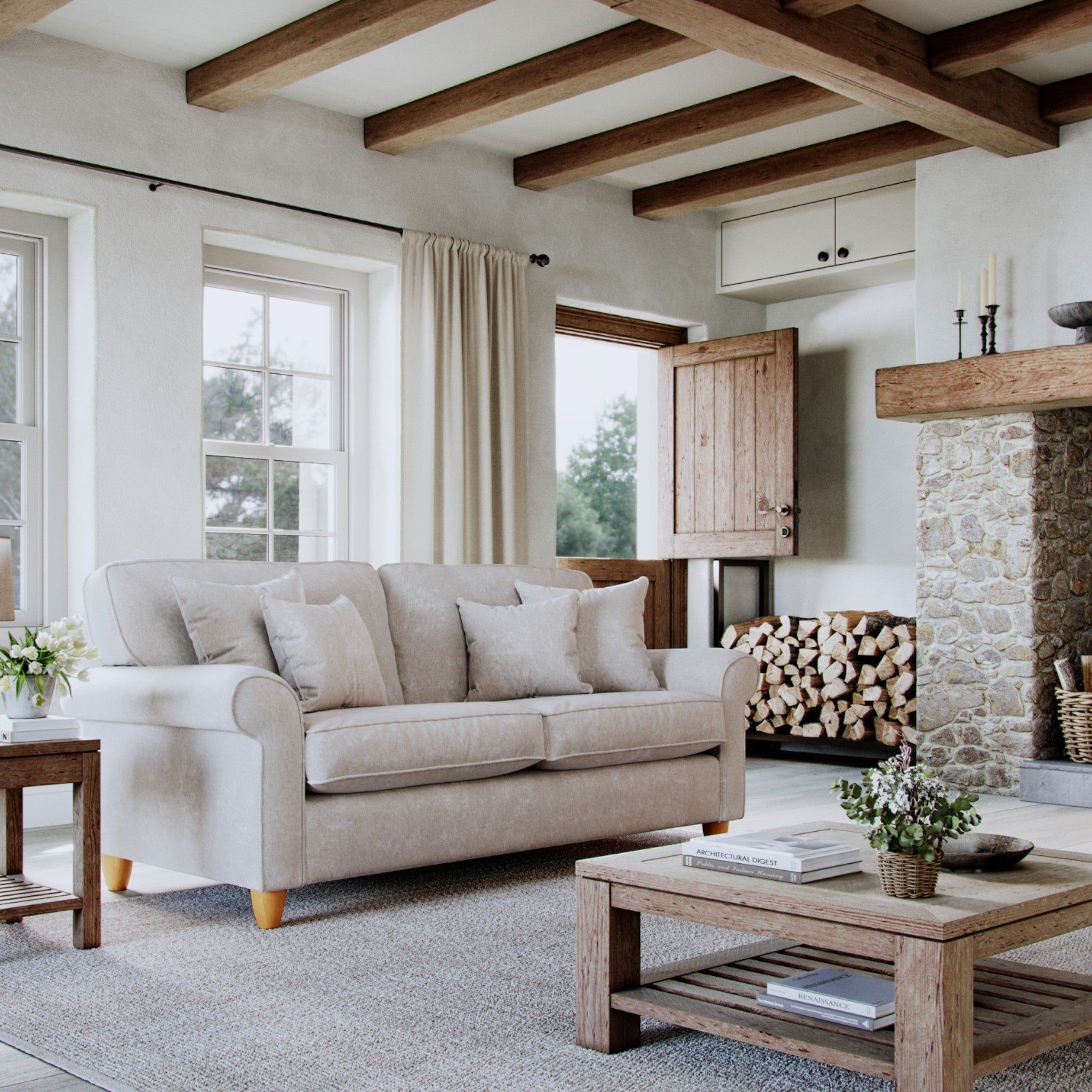 The Great Sofa Company Flora Medium Sofa Glory Pearl in Light Beige