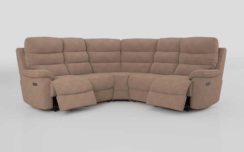 Beige Fabric Ossett 2 Corner 2 Power Sofa with Head Tilt