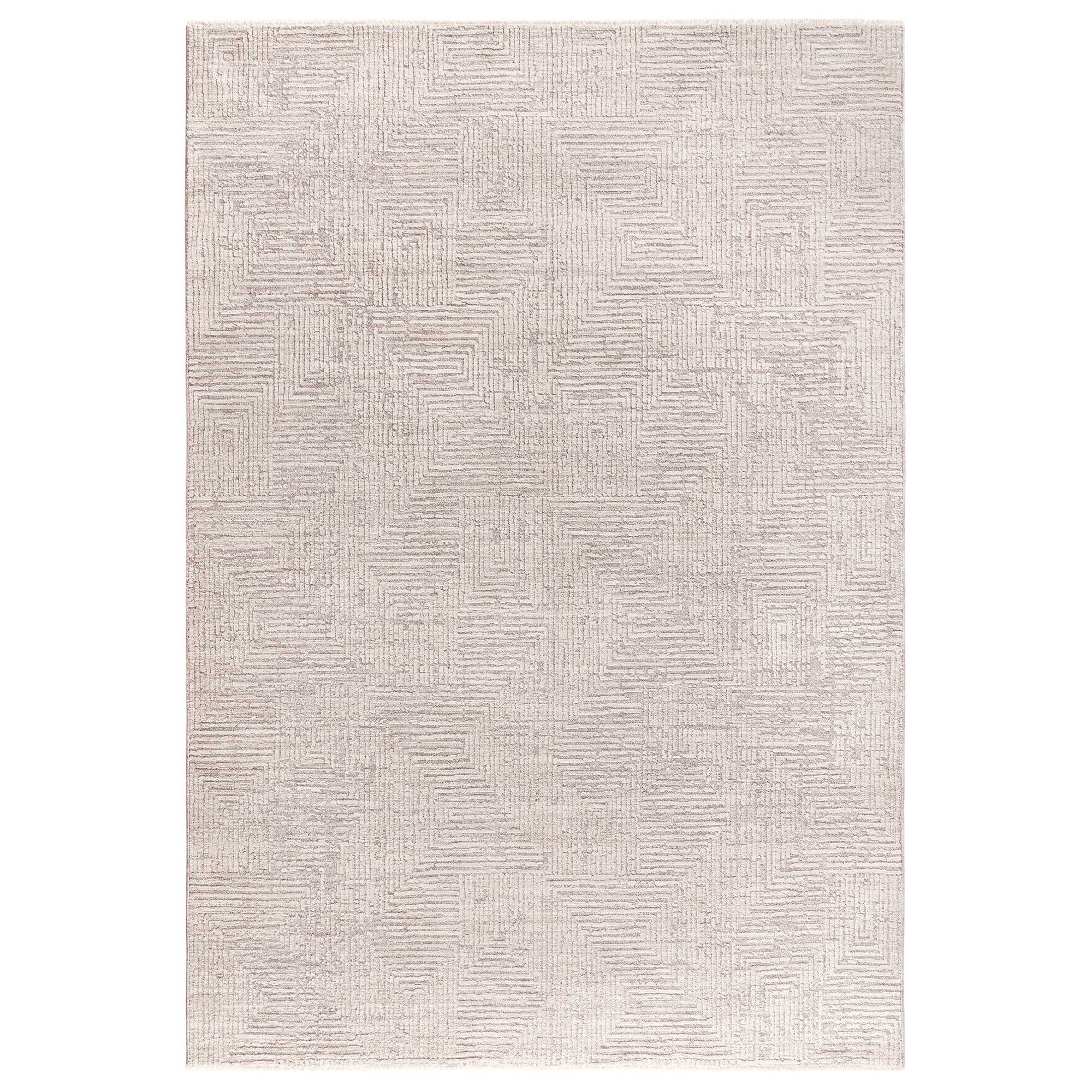 Perie Greige 120x160cm Rug, Square, Neutral Polyester | Barker & Stonehouse