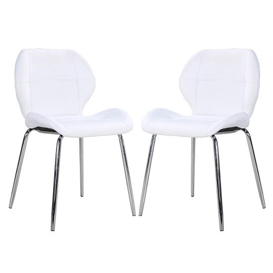 Darcy Dining Chair In White Faux Leather in A Pair